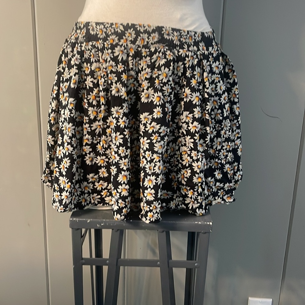Brandy Melville Skirt Black Floral Boho Festival Cottage Fairy Coastal Cowgirl